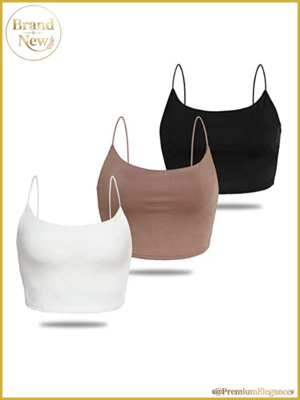 Women's Double Layer Crop Tank Top Spaghetti Straps Scoop Neck Casual